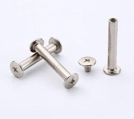 Nickel Plated Male Female Rivet Book Nails Butt To Lock Sample Book Screws Menu Nails