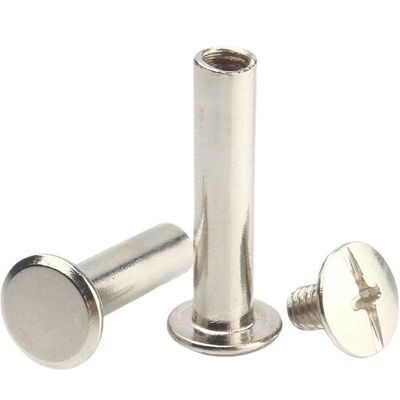 Nickel Plated Male Female Rivet Book Nails Butt To Lock Sample Book Screws Menu Nails