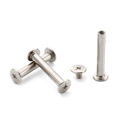 Nickel Plated Male Female Rivet Book Nails Butt To Lock Sample Book Screws Menu Nails